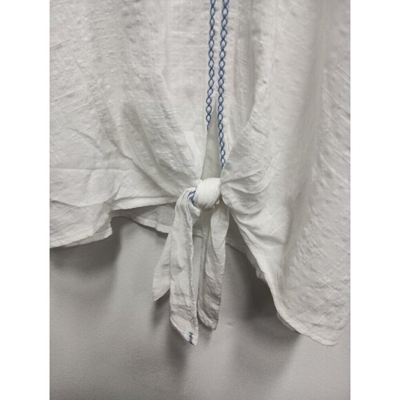 Max Studio Womens BOHO Top Size 1X White Embroidered 3/4 Bell Sleeve Peasant - Picture 5 of 9